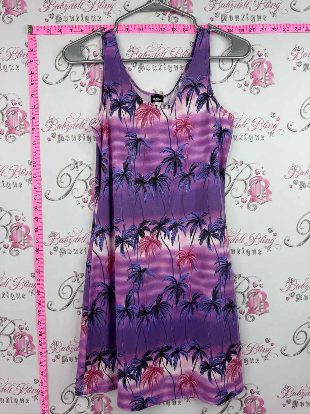 Baba Hawaii dress USA 🇺🇸 Purple Palm-Print Sleeveless Mini Dress ombré